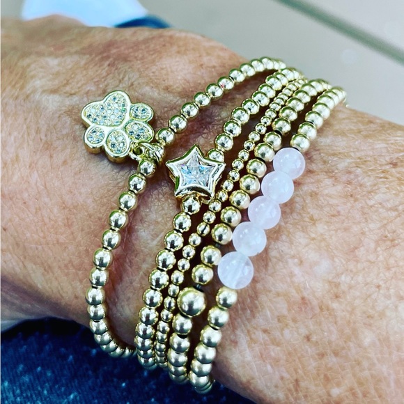 Handmade 14k gold filled stretch paw print bracelet - Picture 3 of 7